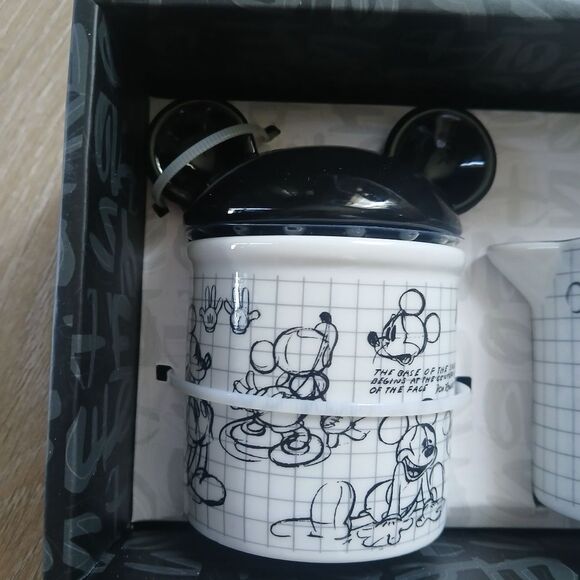 Disney & Zrike SKETCHBOOK Mickey Mouse Creamer & Sugar Bowl w Lid Box Set New - Picture 5 of 11